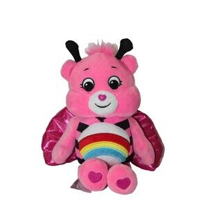 Care Bears Lady Bug Cheer Rainbow Wings Pink Special Edition Stuffed Animal 10"